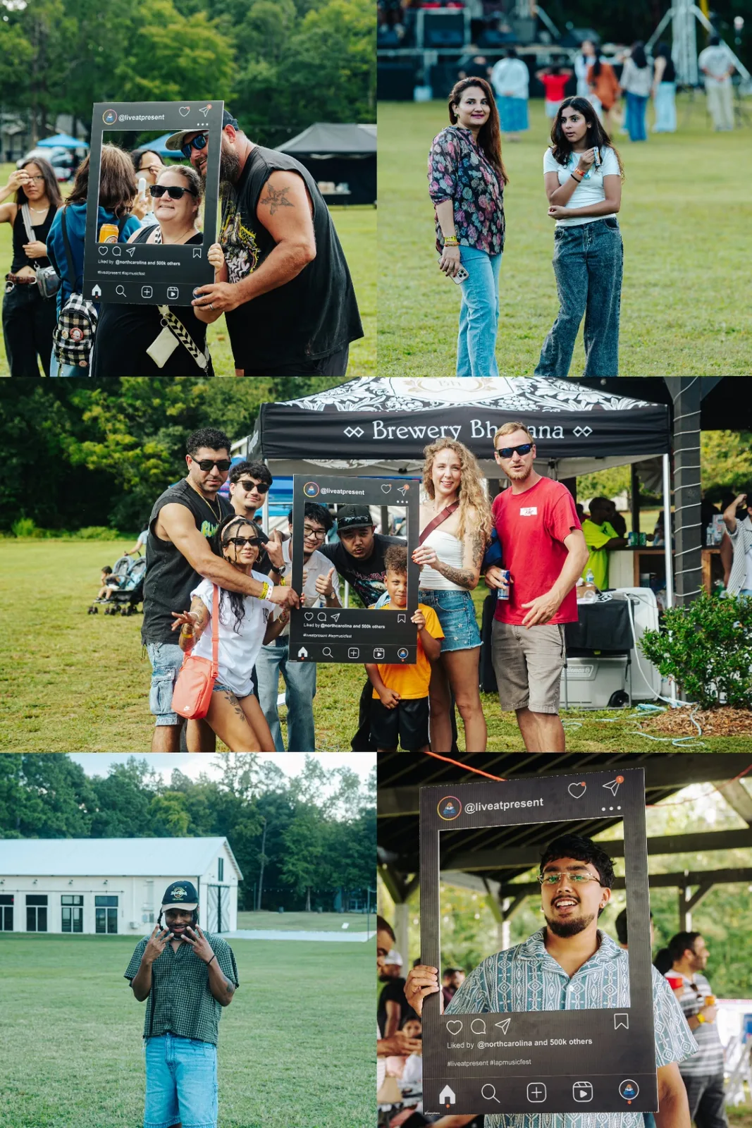 Families and friends enjoying the outdoor festival grounds