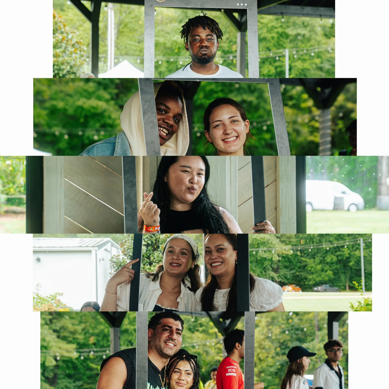 Portrait collage of smiling Live At Present festival guests