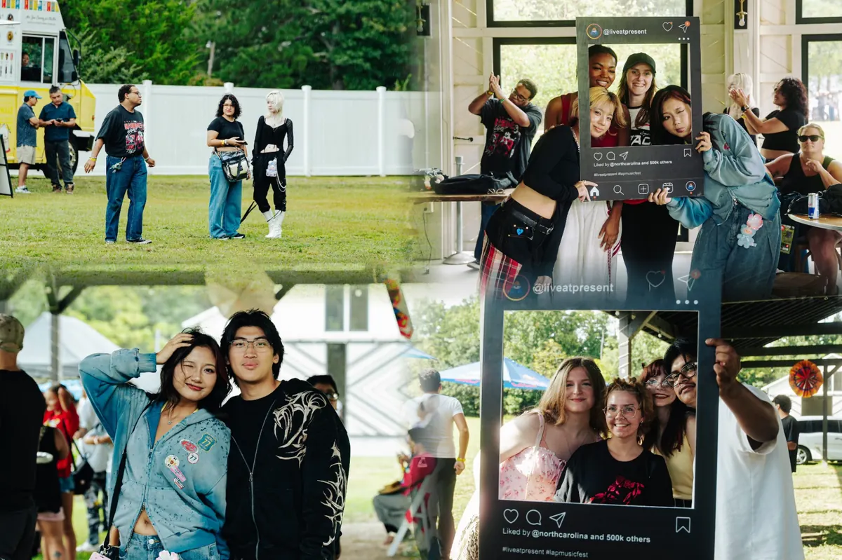 Young festival guests and friends gathering at Haven Farm
