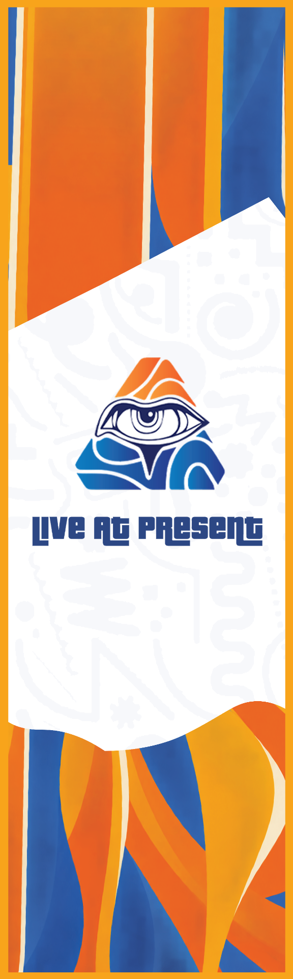 Live At Present Banner — Vertical festival flag artwork with the Live At Present mark.